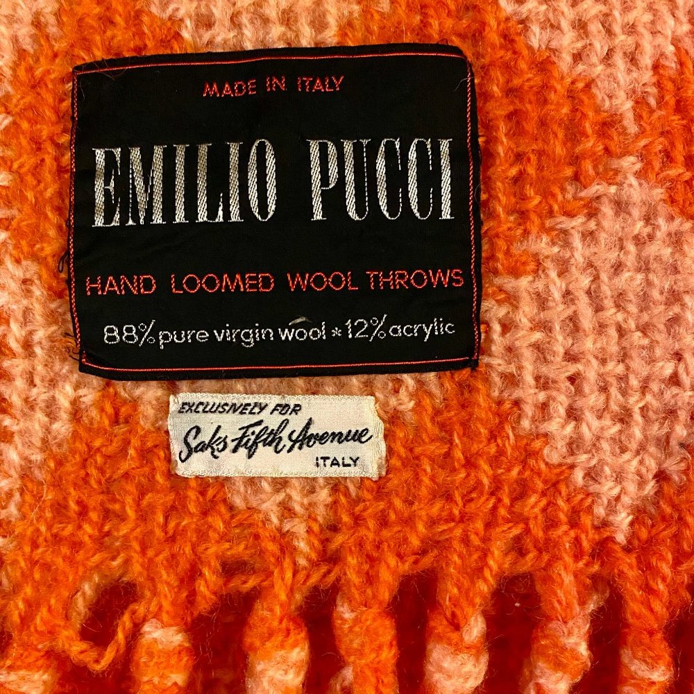 Vintage Rare 1960s Authentic Emilio Pucci Wool Blend Throw Hand Loomed Blanket